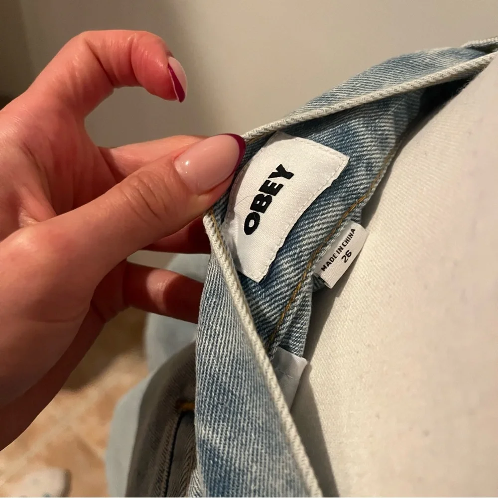 Obey Light Blue Jean Shorts